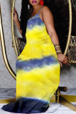 Multicolor Sexy Print Patchwork Spaghetti Strap Straight Dresses