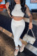White Sexy Casual Solid Vests Pants O Neck Sleeveless Two Pieces