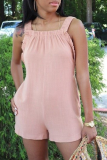 Pink Sexy Solid Patchwork Spaghetti Strap Straight Jumpsuits