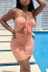 Light Orange Sexy Solid Patchwork Strapless Pencil Skirt Dresses