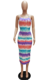 Red Sexy Print Patchwork Spaghetti Strap Pencil Skirt Dresses