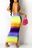 Red Sexy Print Patchwork Strapless Pencil Skirt Dresses