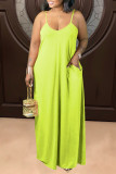 Red Casual Solid Patchwork Spaghetti Strap Straight Dresses