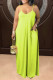 Fluorescent Green Casual Solid Patchwork Spaghetti Strap Straight Dresses