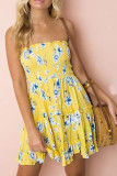 Red Fashion Street Print Patchwork Strapless A Line Dresses