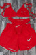 Red Sexy Solid Embroidered Swimwears