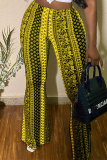 Purple Casual Print Patchwork Boot Cut Mid Waist Speaker Full Print Bottoms