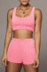 Pink Casual Solid Patchwork U Neck Sleeveless Two Pieces