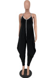 Blue Red Sexy Casual Solid Patchwork Backless Spaghetti Strap Loose Jumpsuits