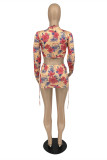 Multicolor Fashion Sexy Print Bandage Swimwears Four-piece Set