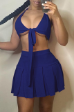 Pink Casual Solid Patchwork V Neck Sleeveless Two Pieces