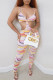 Colour Fashion Sexy Print Backless Spaghetti Strap Skinny Jumpsuits