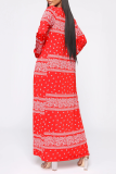 Red Sexy Print Hollowed Out Patchwork Swimwears