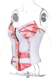 Red Sexy Print Patchwork Buckle Strapless Tops