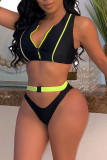 Red Sexy Solid Hollowed Out Patchwork Zipper Swimwears