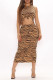 Tiger Pattern Fashion Sexy Animal Print Print Hollowed Out O Neck Vest Dress