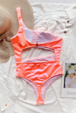 Pink Fashion Sexy Solid Hollowed Out Backless Swimwears