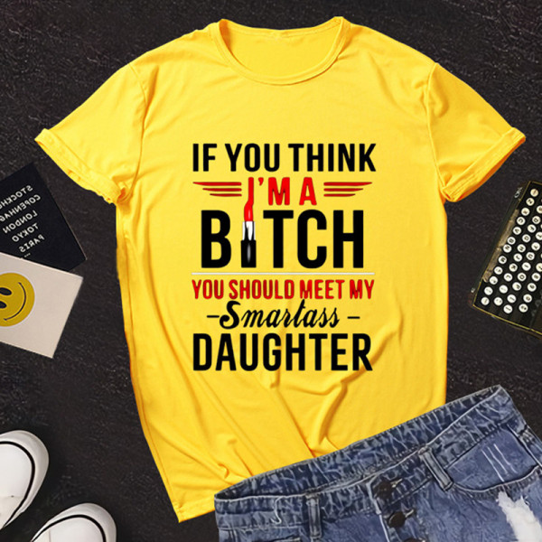Yellow Fashion Casual Print Basic O Neck T-Shirts