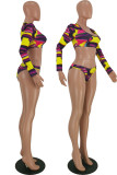 Purple Fashion Sexy Print Basic Swimwears