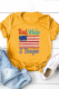Mustard Yellow Casual Print Patchwork O Neck T-Shirts