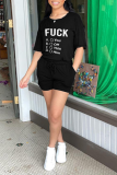 Red Casual Print Patchwork O Neck Short Sleeve Two Pieces