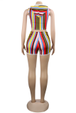 Colour Sexy Striped Split Joint Hooded Collar Sleeveless Two Pieces