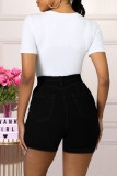 Black Fashion Casual Solid With Belt Plus Size 