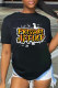 Black Fashion Casual Letter Print Basic O Neck T-Shirts