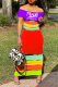 Fuchsia Sexy Print Hollowed Out Off the Shoulder Trumpet Mermaid Dresses