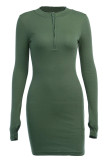 White Casual Solid Patchwork Zipper Collar Pencil Skirt Dresses