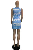Multicolor Sexy Casual Print Basic O Neck Sleeveless Dress