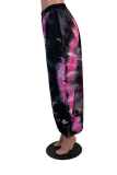 Rose Red Casual Print Split Joint Loose Mid Waist Harlan Full Print Bottoms