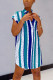 Blue Fashion Sexy Striped Short Sleeve Shirt Dress
