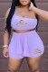 Light Purple Sexy Casual Solid Ripped Bandage One Shoulder Sleeveless Two Pieces