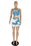 Pink Casual Sportswear Print Vests O Neck Sleeveless Two Pieces