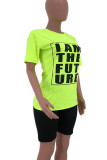Red Casual Letter Print Patchwork O Neck T-Shirts