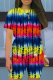 Yellow Casual Print Patchwork O Neck Short Sleeve Two Pieces