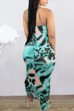 Leopard Print Sexy Print Leopard Patchwork Spaghetti Strap Sling Dress Dresses