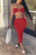 Red Fashion Sexy Solid Patchwork Backless Strapless Sleeveless Dress Dresses