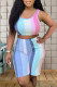 Blue White Fashion Casual Striped Print Basic O Neck Sleeveless Two Pieces