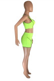 Green Casual Sportswear Solid Backless U Neck Sleeveless Two Pieces