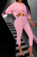 Pink Casual Solid Patchwork O Neck Long Sleeve Two Pieces