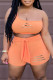 Orange Sexy Casual Solid Ripped Bandage One Shoulder Sleeveless Two Pieces