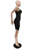 Red Fashion Sexy Solid Backless V Neck Sleeveless Dress