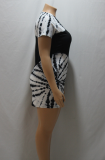 Black Casual Print Split Joint O Neck Pencil Skirt Plus Size Dresses