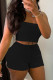 Black Sexy Casual Solid Backless Strapless Sleeveless Two Pieces