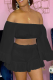 Black Casual Solid Patchwork Off the Shoulder Long Sleeve Two Pieces