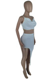 Pink Fashion Sexy Solid Asymmetrical Spaghetti Strap Sleeveless Two Pieces