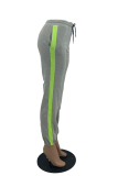 Grey Casual Solid Patchwork Harlan Mid Waist Harlan Solid Color Bottoms