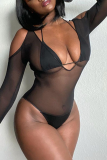 Colour Sexy Print Mesh Swimwears